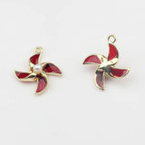 Enamel Pinwheel Flower Charms Pendant 10pcs/lot DIY Jewelry Making