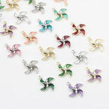 Enamel Pinwheel Flower Charms Pendant 10pcs/lot DIY Jewelry Making
