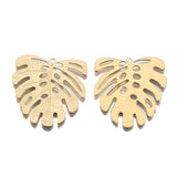 20pcs Brass Monstera Leaf Earrings Charms Hollow Leaves Pendant