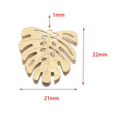 20pcs Brass Monstera Leaf Earrings Charms Hollow Leaves Pendant