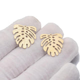 20pcs Brass Monstera Leaf Earrings Charms Hollow Leaves Pendant
