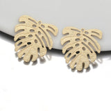 20pcs Brass Monstera Leaf Earrings Charms Hollow Leaves Pendant