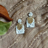 20pcs Brass Monstera Leaf Earrings Charms Hollow Leaves Pendant