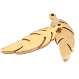 10pcs Stainless Steel Feather Charms for DIY Necklace Making