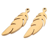 10pcs Stainless Steel Feather Charms for DIY Necklace Making