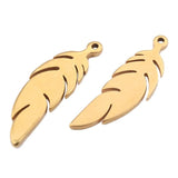10pcs Stainless Steel Feather Charms for DIY Necklace Making