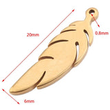 10pcs Stainless Steel Feather Charms for DIY Necklace Making