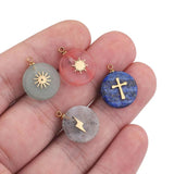 4pcs Stone Stainless Steel Charms Pendants DIY Jewelry Making