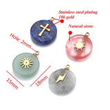 4pcs Stone Stainless Steel Charms Pendants DIY Jewelry Making