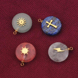 4pcs Stone Stainless Steel Charms Pendants DIY Jewelry Making