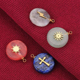 4pcs Stone Stainless Steel Charms Pendants DIY Jewelry Making