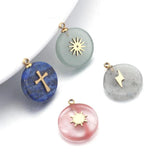 4pcs Stone Stainless Steel Charms Pendants DIY Jewelry Making