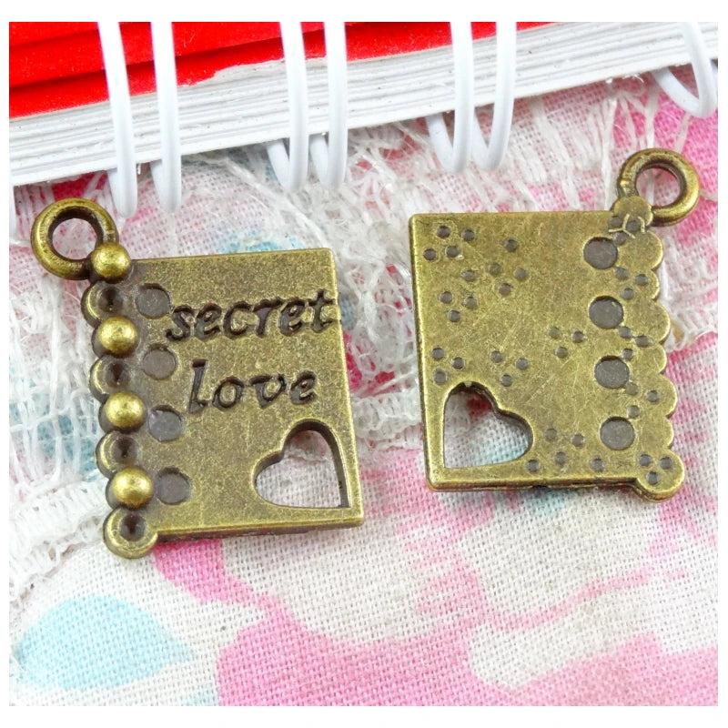 50pcs Charms Book Diary Secret Love Pendant Antique DIY Jewelry