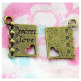 50pcs Charms Book Diary Secret Love Pendant Antique DIY Jewelry