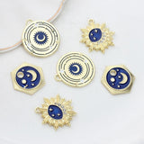 6pcs Star Moon Universe Charms for Jewelry Making