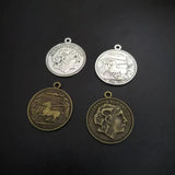 25pcs Alexander the Great Coin Charms 27x23mm Antique Pendant DIY
