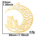 10PCS Crescent Cat Necklaces Animal Kitten Jewelry Cat on the Moon Pendant