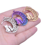 10PCS Crescent Cat Necklaces Animal Kitten Jewelry Cat on the Moon Pendant
