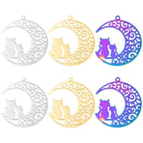 10PCS Crescent Cat Necklaces Animal Kitten Jewelry Cat on the Moon Pendant