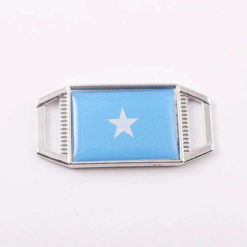 10PCS Spain Somalia Flag Shoelace Buckle Metal Lace Lock DIY Sneaker Kits
