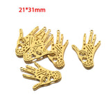 4Pcs Raw Brass Third Eye Charm Hamsa Hand Pendant