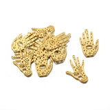 4Pcs Raw Brass Third Eye Charm Hamsa Hand Pendant