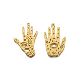 4Pcs Raw Brass Third Eye Charm Hamsa Hand Pendant