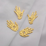 4Pcs Raw Brass Third Eye Charm Hamsa Hand Pendant