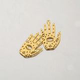 4Pcs Raw Brass Third Eye Charm Hamsa Hand Pendant