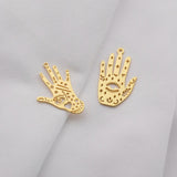 4Pcs Raw Brass Third Eye Charm Hamsa Hand Pendant