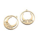 Brass Laser Cut Flower & Moon Charms for Wicca Jewelry Making