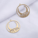 Brass Laser Cut Flower & Moon Charms for Wicca Jewelry Making