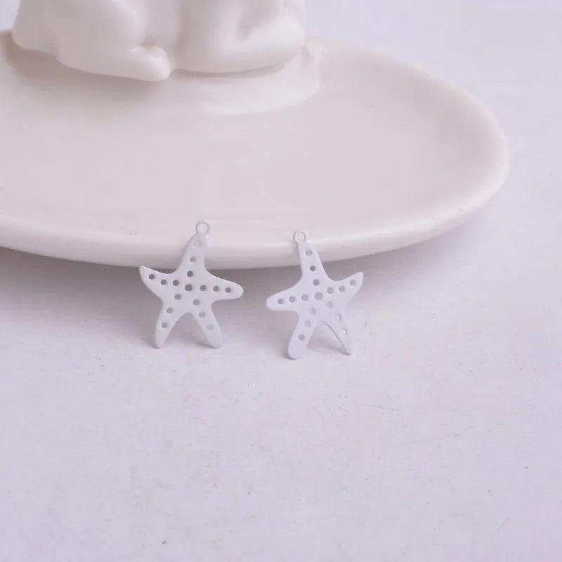 50pcs Painted Metal Starfish Charms for Jewelry Making