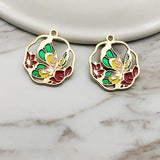 10pcs 23x26mm Alloy Enamel Butterfly Charms for DIY Jewelry Making