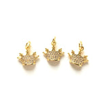 Zirconia Paved Queen Crown Pendant, Bling Charm for Women Jewelry Making