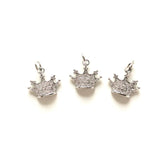 Zirconia Paved Queen Crown Pendant, Bling Charm for Women Jewelry Making