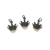 Zirconia Paved Queen Crown Pendant, Bling Charm for Women Jewelry Making