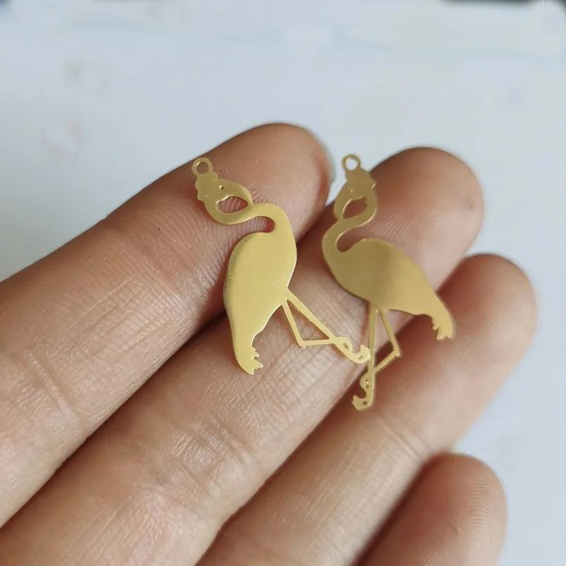 50pcs Brass Flat Birds Charms Painted Animal Pendant