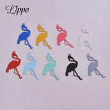 50pcs Brass Flat Birds Charms Painted Animal Pendant