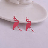 50pcs Brass Flat Birds Charms Painted Animal Pendant
