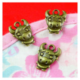 80pcs Charms Cow Bull Ox 12x15mm Antique Bronze Pendants DIY Jewelry