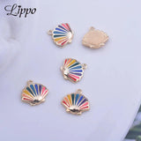 6pcs Colorful Copper Enamel Shell Charms Animal Pendant For Girl's Jewelry