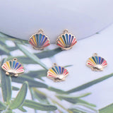 6pcs Colorful Copper Enamel Shell Charms Animal Pendant For Girl's Jewelry