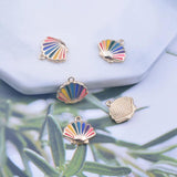 6pcs Colorful Copper Enamel Shell Charms Animal Pendant For Girl's Jewelry