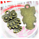 100 Antique Bronze Owl Charms 11.8x20mm DIY Jewelry Accessories