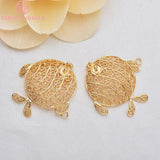 6PCS 24K Plated Brass Hollow Twist Fish Charms Pendants for Jewelry Making