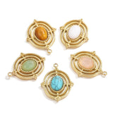 4pcs Stainless Steel Turquoise Charms PVD Stone Pendants for DIY Jewelry Making