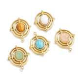 4pcs Stainless Steel Turquoise Charms PVD Stone Pendants for DIY Jewelry Making