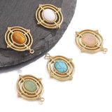 4pcs Stainless Steel Turquoise Charms PVD Stone Pendants for DIY Jewelry Making