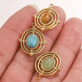 4pcs Stainless Steel Turquoise Charms PVD Stone Pendants for DIY Jewelry Making